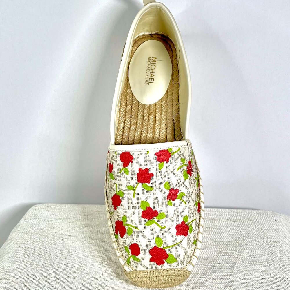 NWOT Michael Kors Floral Espadrille Flats MK Lenny Cottagecore slip-ons size 9 - Picture 7 of 16